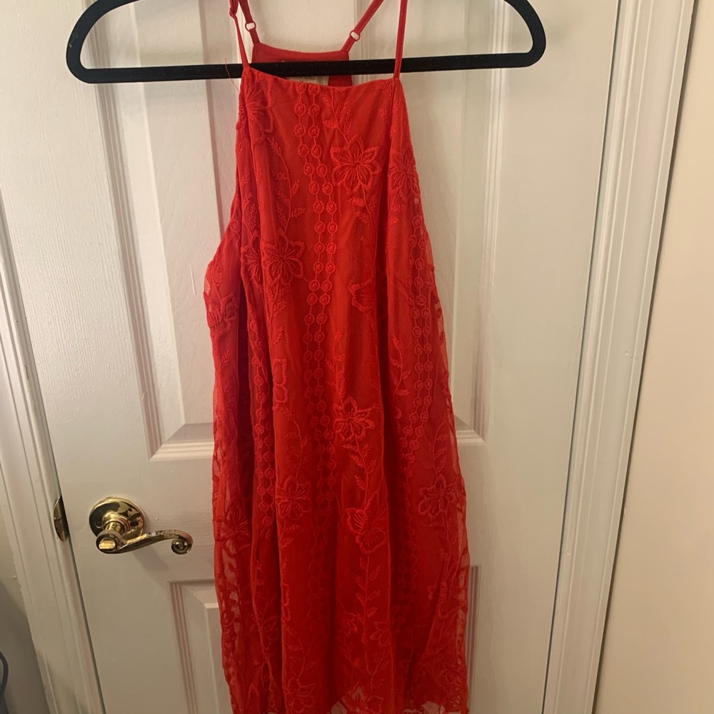 Red Floral Lace Dress